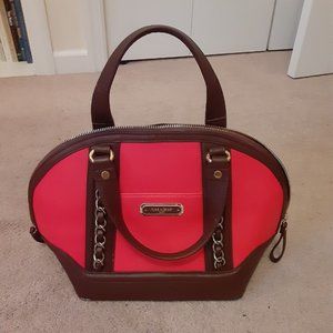 Red and Brown Leather Sharif Domed Satchel